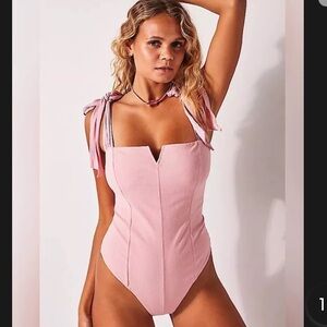 NEW Free People Intimately “Lola” Tie Shoulder Stretch Thong Bodysuit